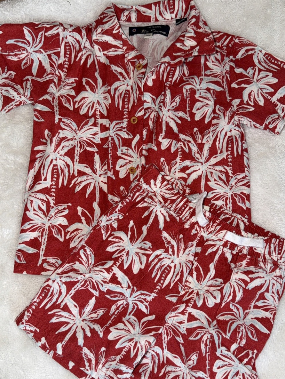 Palm Tree Print Red Two-Piece Set